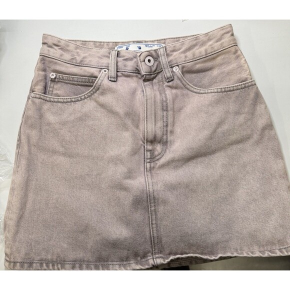 Virgil Abloh Off White Women’s Denim Mini Skirt Soft Lilac Pink 40 New